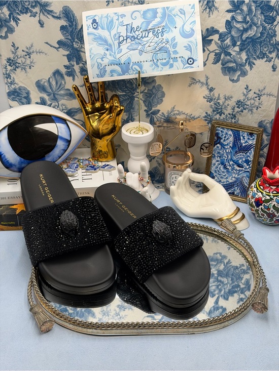 ? KURT GEIGER LONDON ? NWOB Brockwell Strass Black Crystal Slide Sandal main image 10